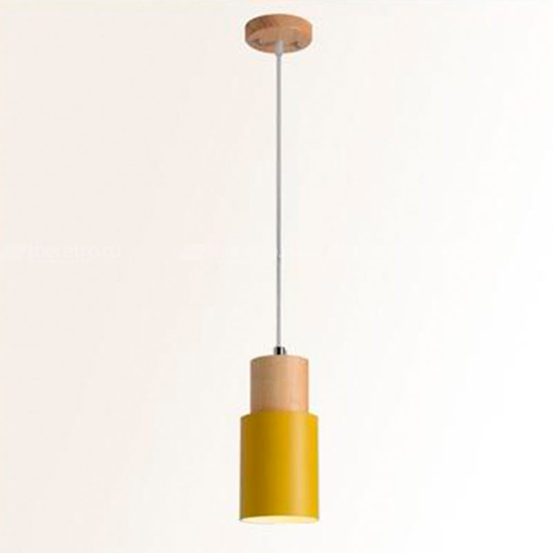 Деревянный подвесной светильник в скандинавском стиле PIPE WOOD SHORT фото 4